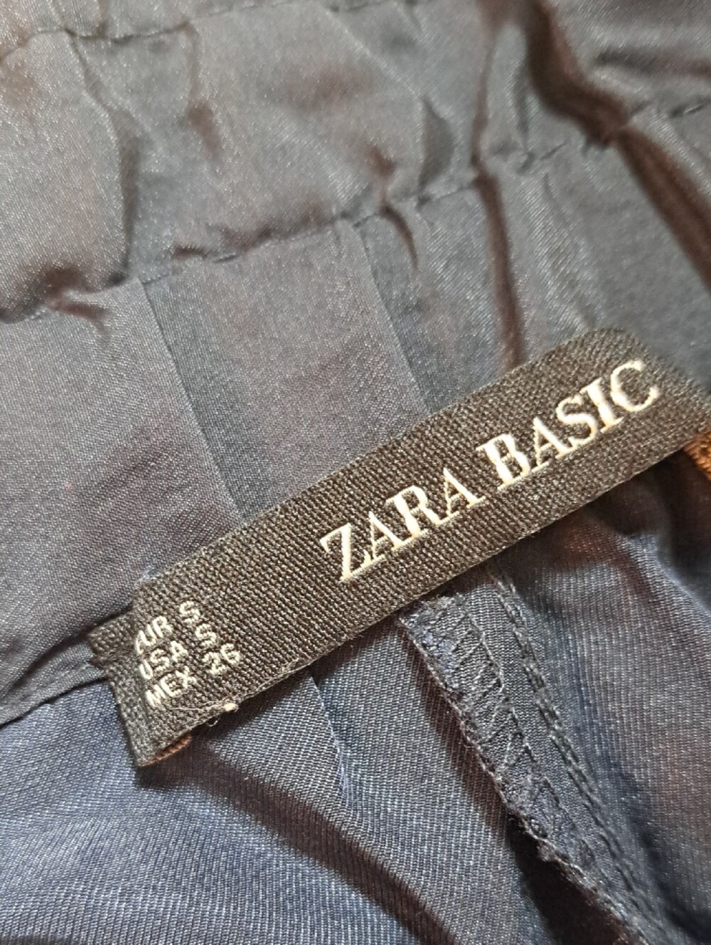 Zara Navy Drawstring Paperbag Waist Chinos - Picture 2 of 4